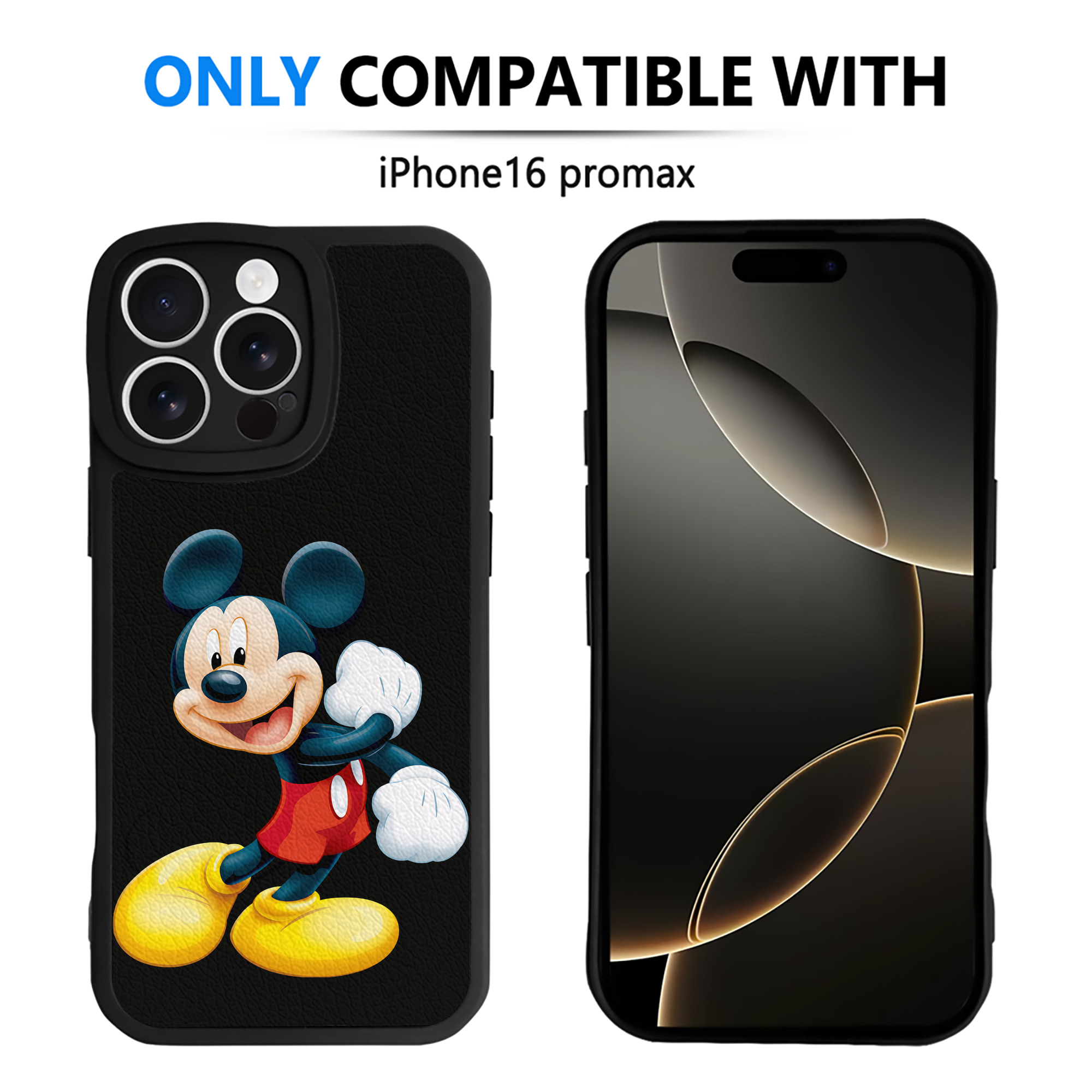 （画像用） ミッキーマウス Mickey Mouse 【iPhone 16シリーズ対応】シリコンスマホケース（レザー調） 材質：シリコン